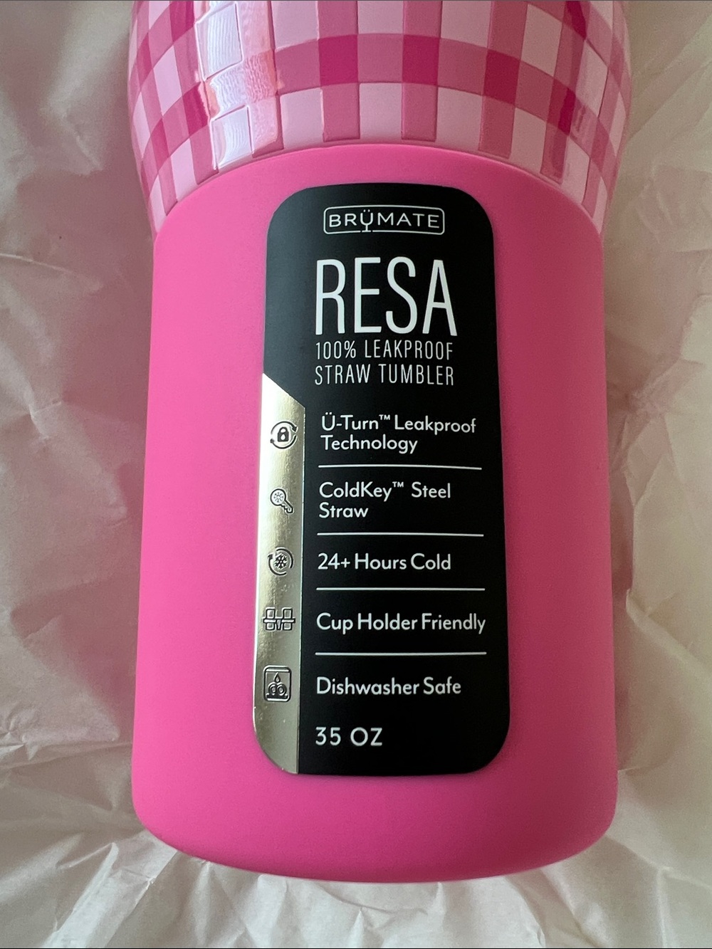 NIB • Brumate x Madi Nelson Pink Gingham Resa 35oz Tumbler • SOLD OUT - Picture 5 of 16